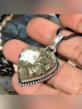 Dainty & Small Teardrop “Fools Gold” Drusy Pyrite Pendant 1 1/2”